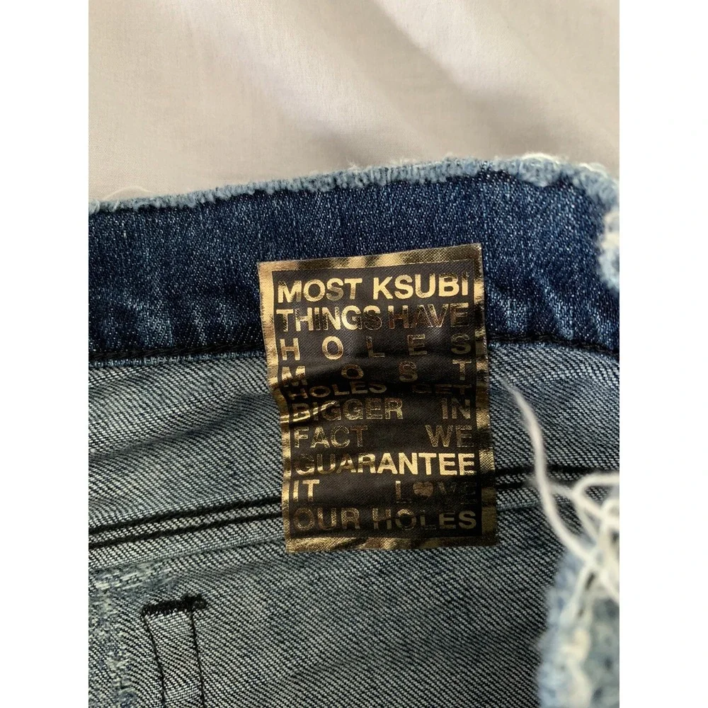NWT Ksubi Super Skinny Ankle Zip Roadie Blue Distressed Jeans size 30